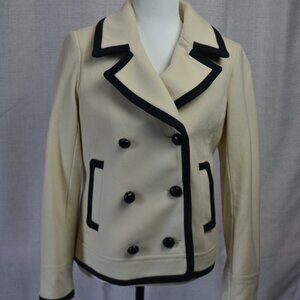 J.Crew Peacoat Wool Jacket by Nello Gori – Double Breasted – Black & Cream